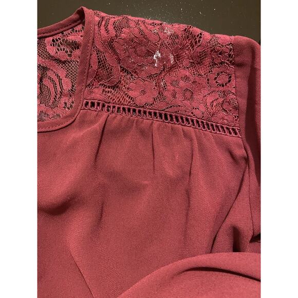 Aakaa Blouse Size M Red Color Long Sleeve Lightweight - Picture 7 of 11